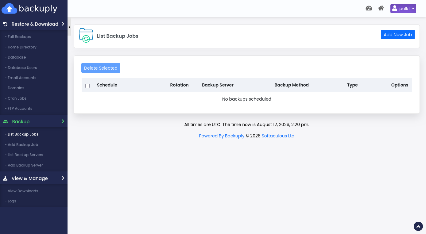 End-user backup schedules