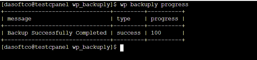 WP-CLI Backup Progress