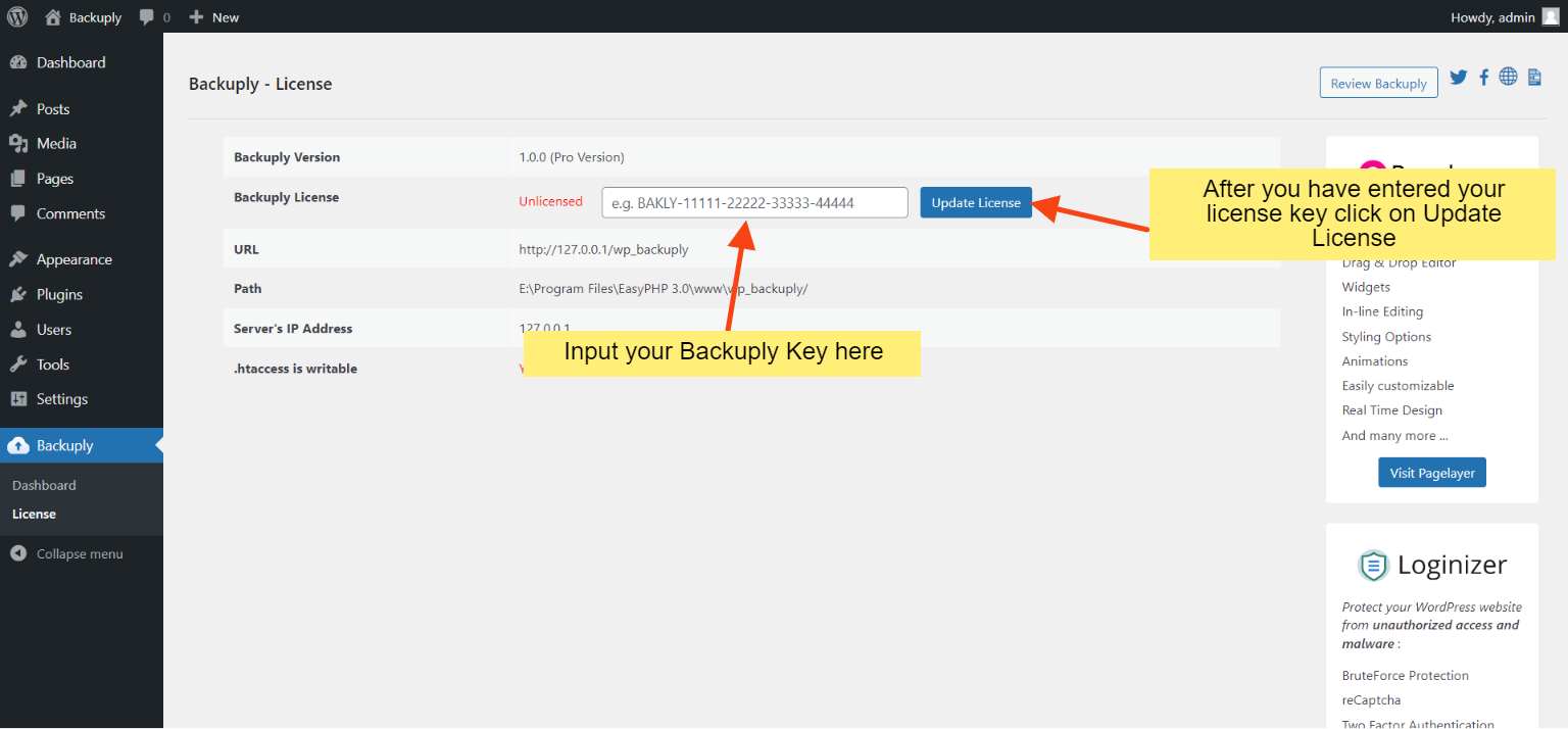 Backuply License Update