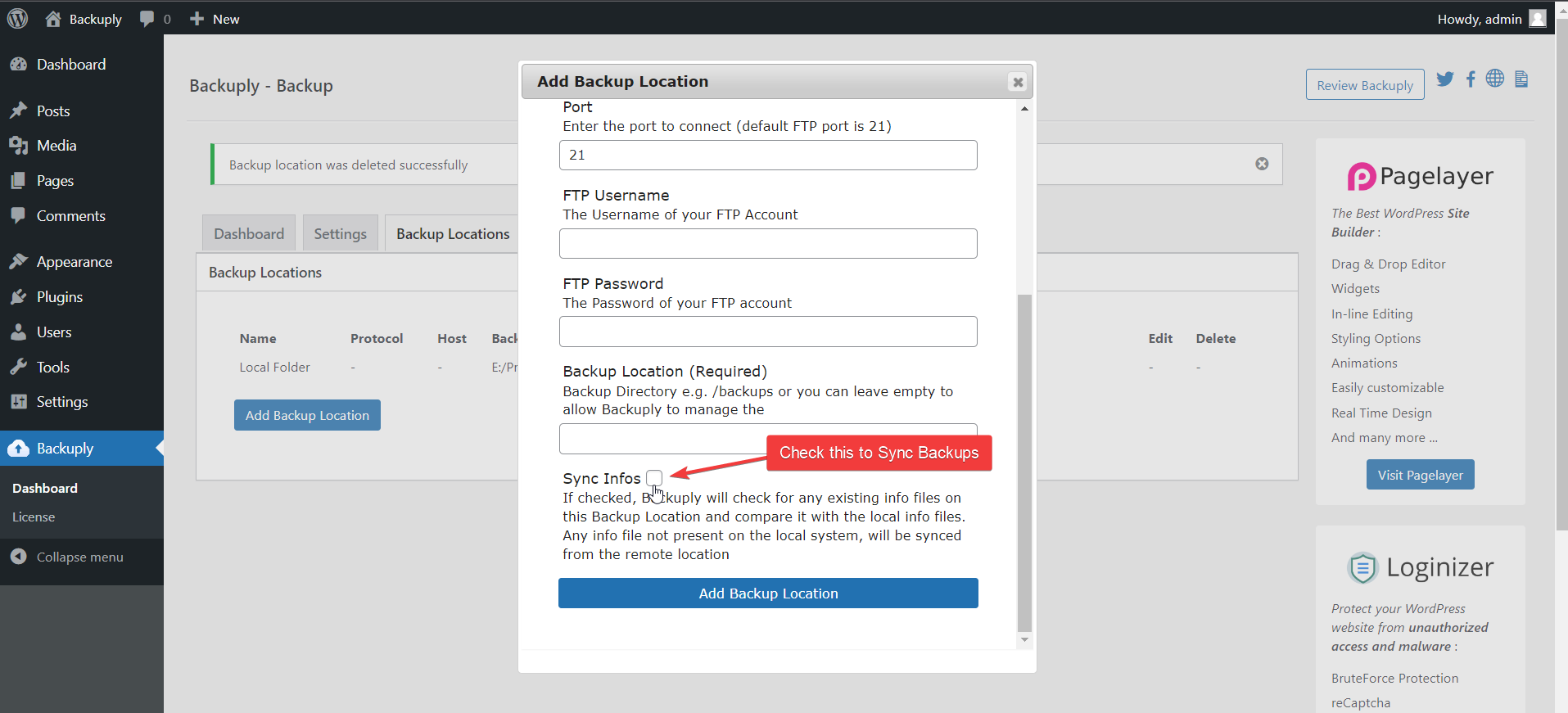 Sync Backup Info