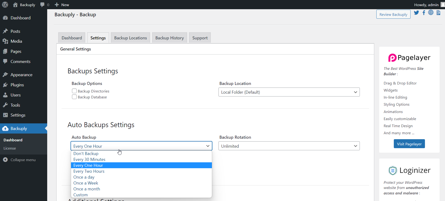 Select Auto Backup Interval