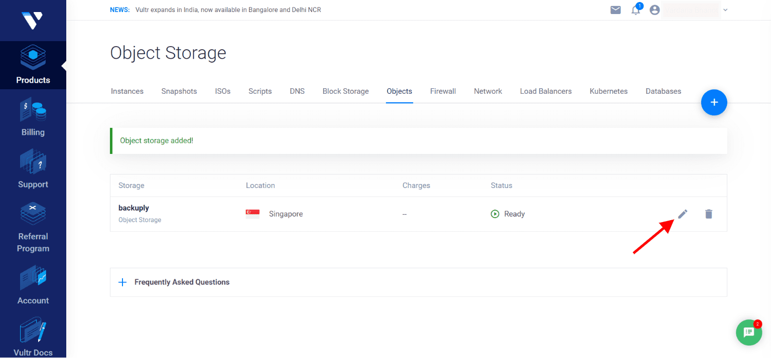 Manage Vultr Object Storage