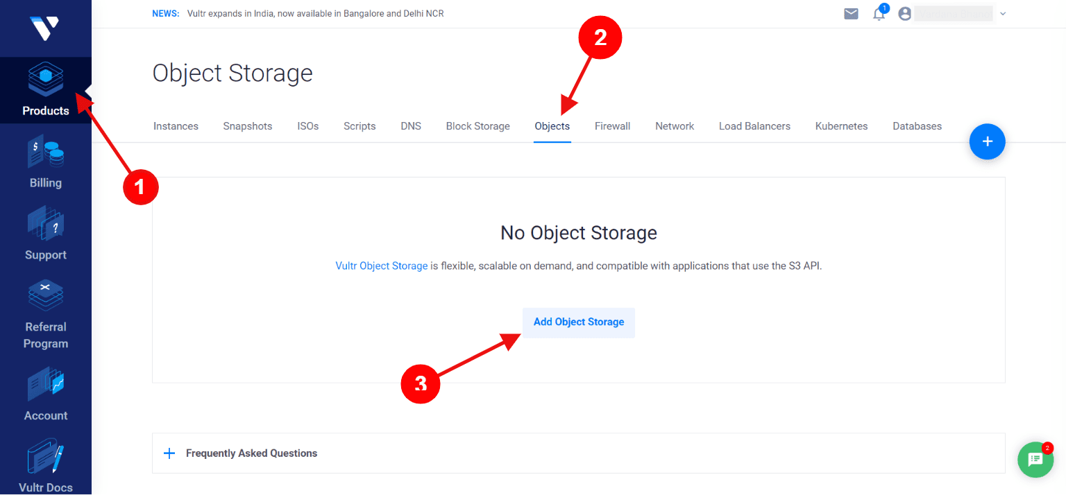Create Vultr Object Storage