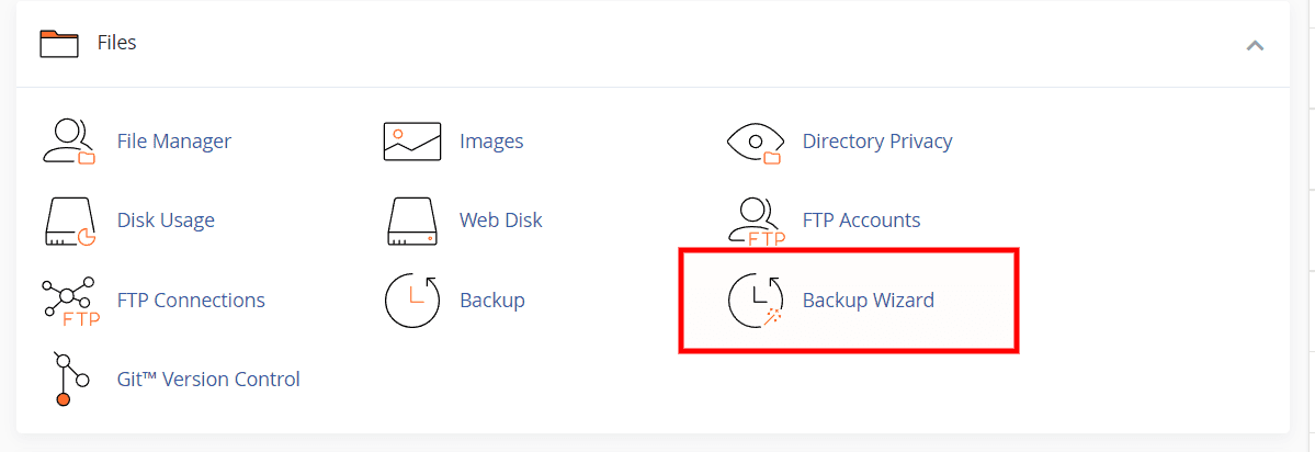 cPanel Backup Wizard