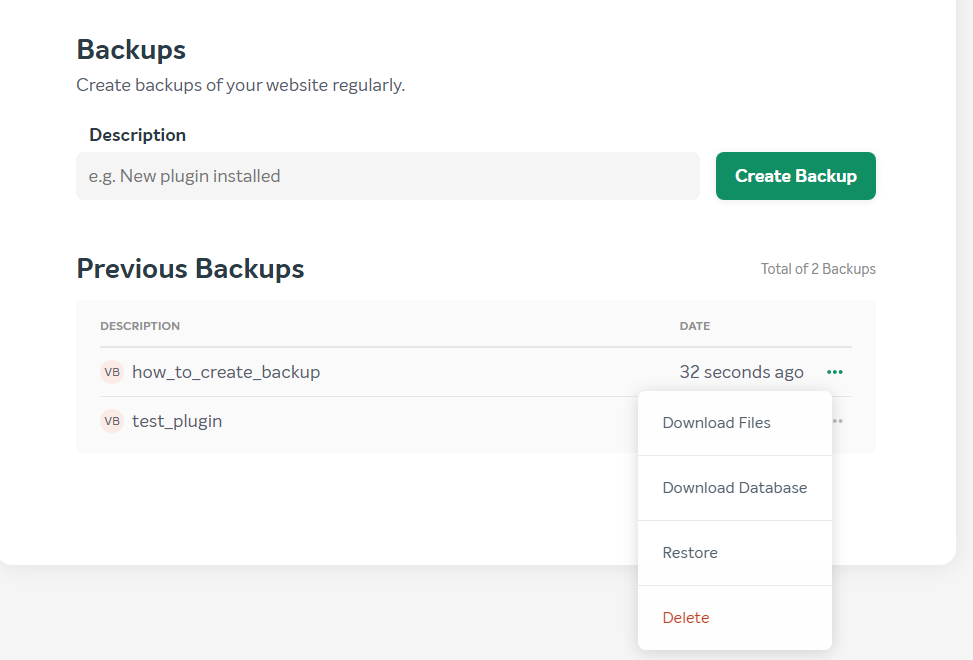 EasyWP Backup Created