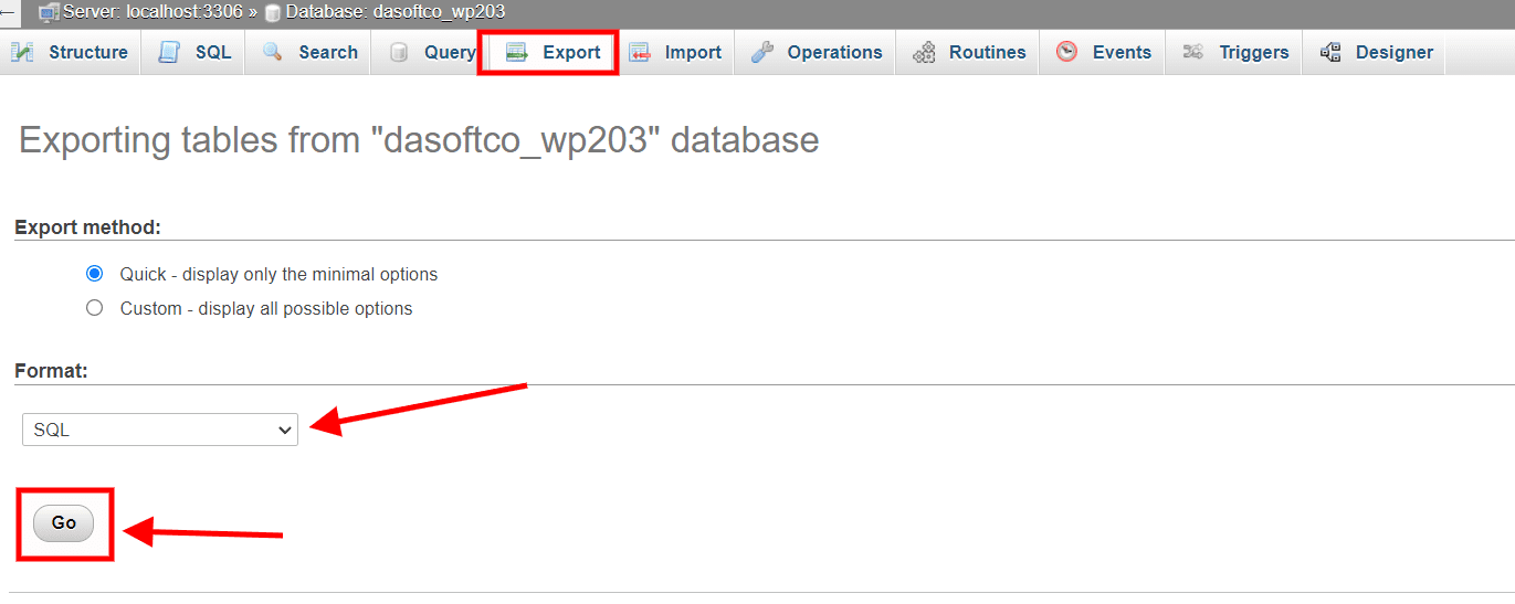 Export Database