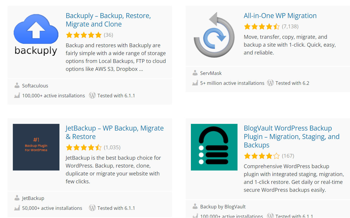 WordPress backup plugins