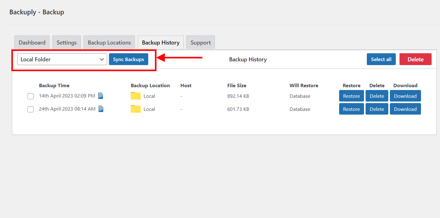 Sync Local Backups