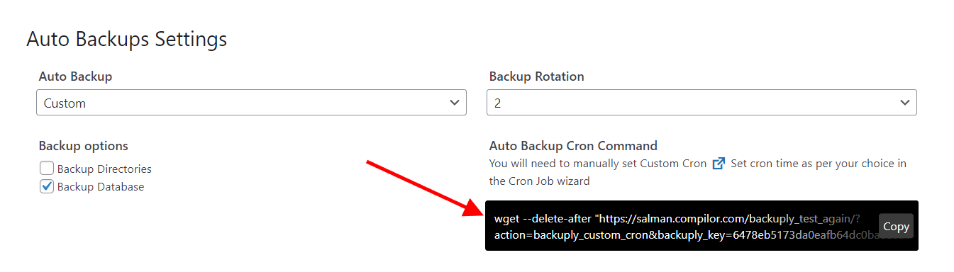 Custom Auto Backup command