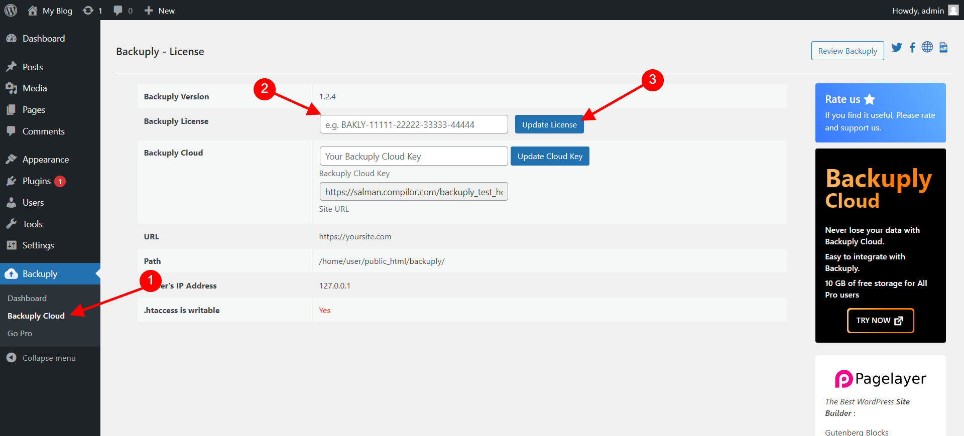 Link Backuply Cloud License